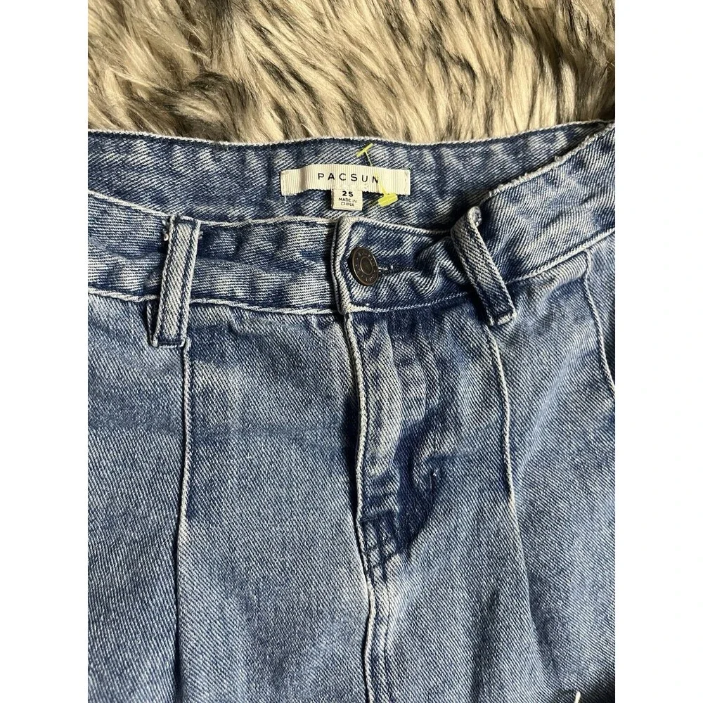 Pacsun Womens Blue Pleated Denim Skirt Sz 25